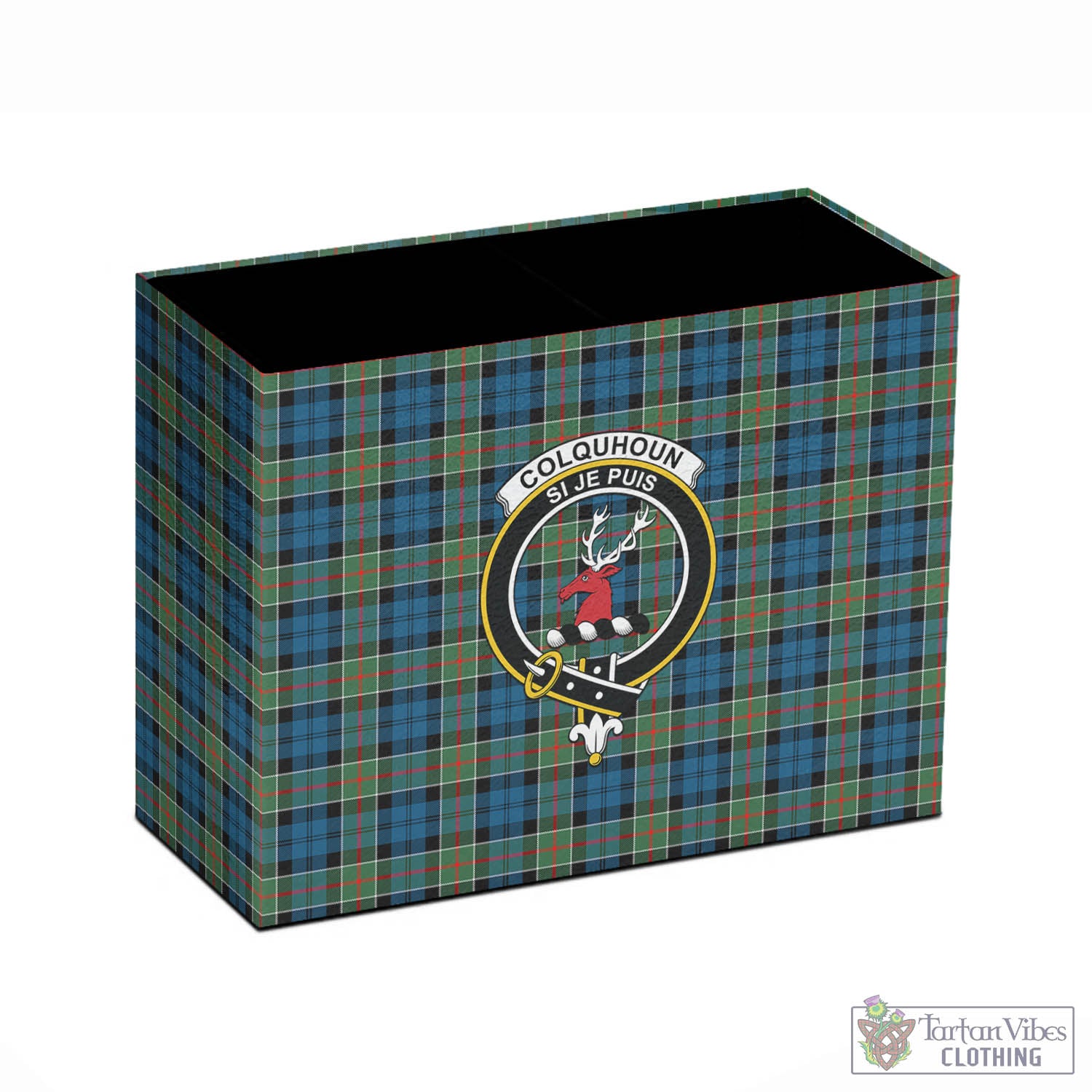 Tartan Vibes Clothing Colquhoun Ancient Tartan Pen Holder with Family Crest