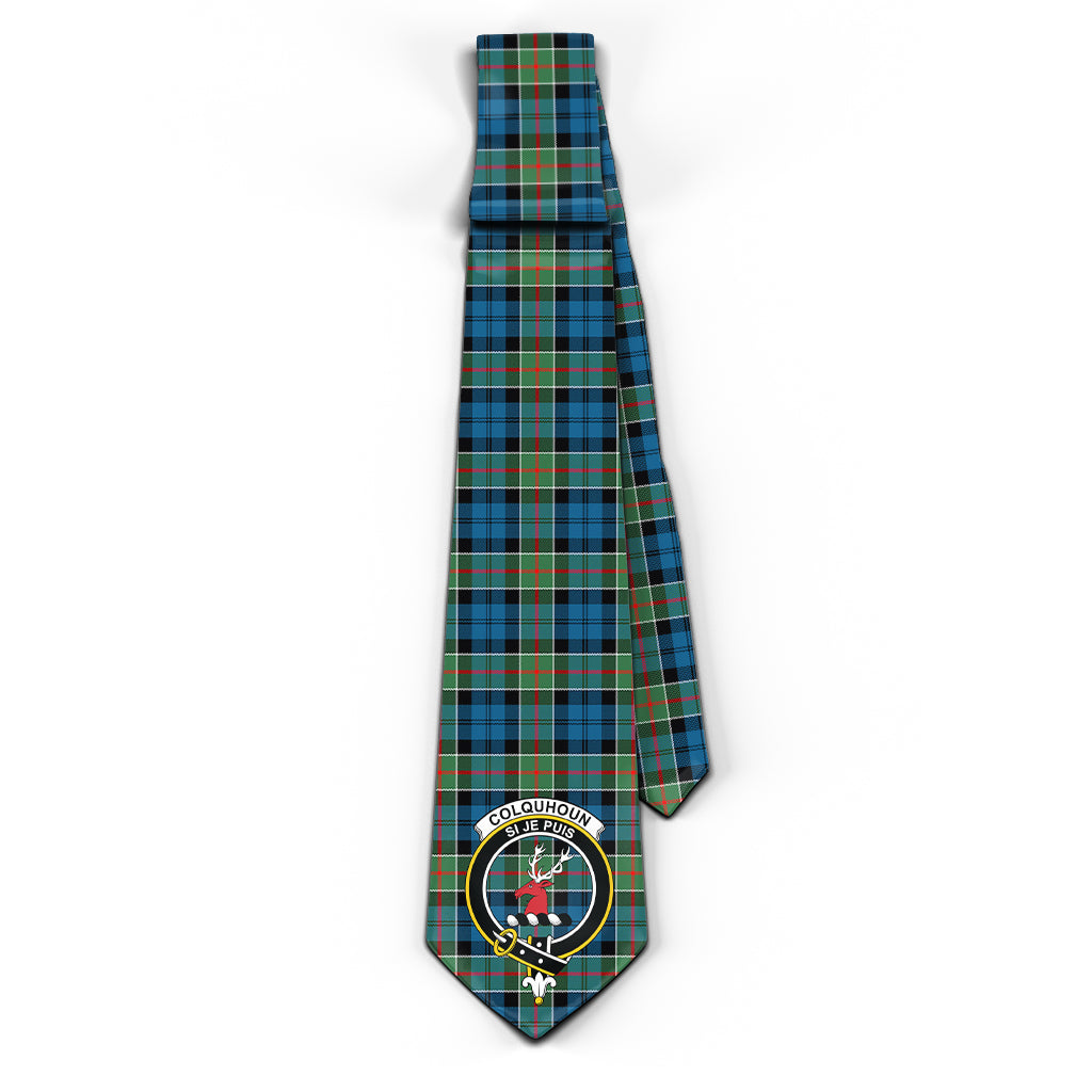 Colquhoun Ancient Tartan Classic Necktie with Family Crest - Tartan Vibes Clothing