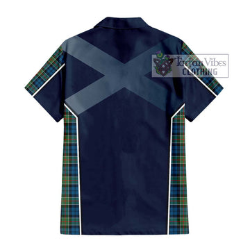 Colquhoun Ancient Tartan Short Sleeve Button Shirt with Family Crest and Lion Rampant Vibes Sport Style