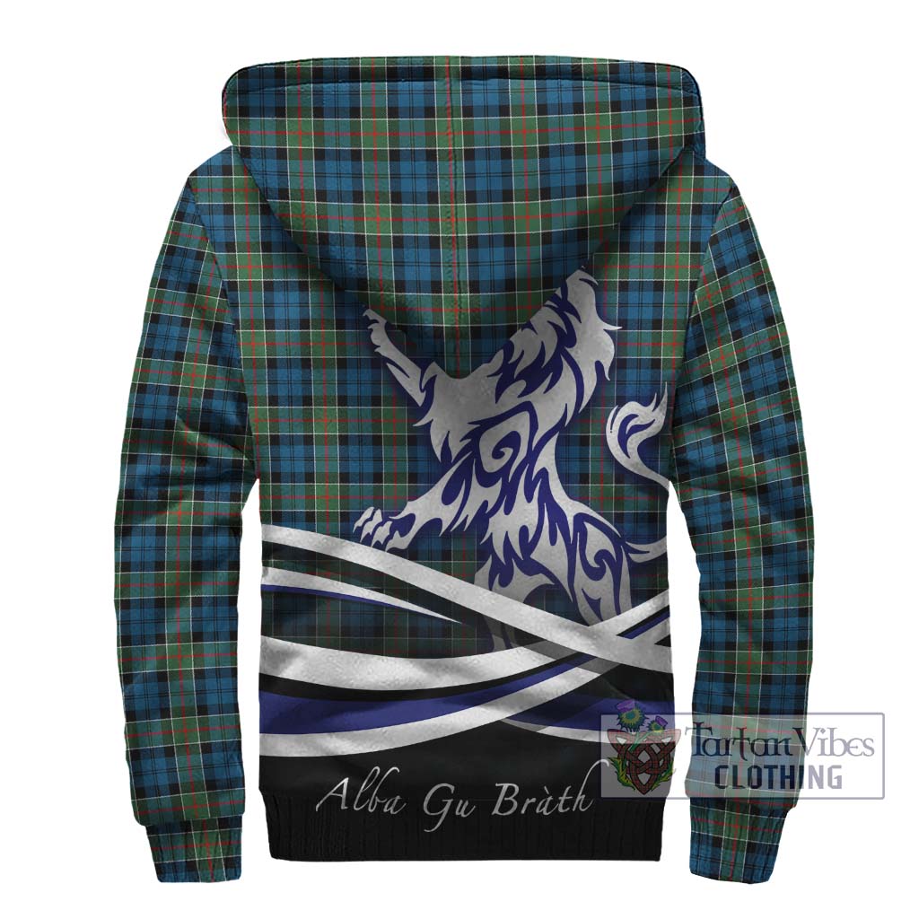 Tartan Vibes Clothing Colquhoun Ancient Tartan Sherpa Hoodie with Alba Gu Brath Regal Lion Emblem