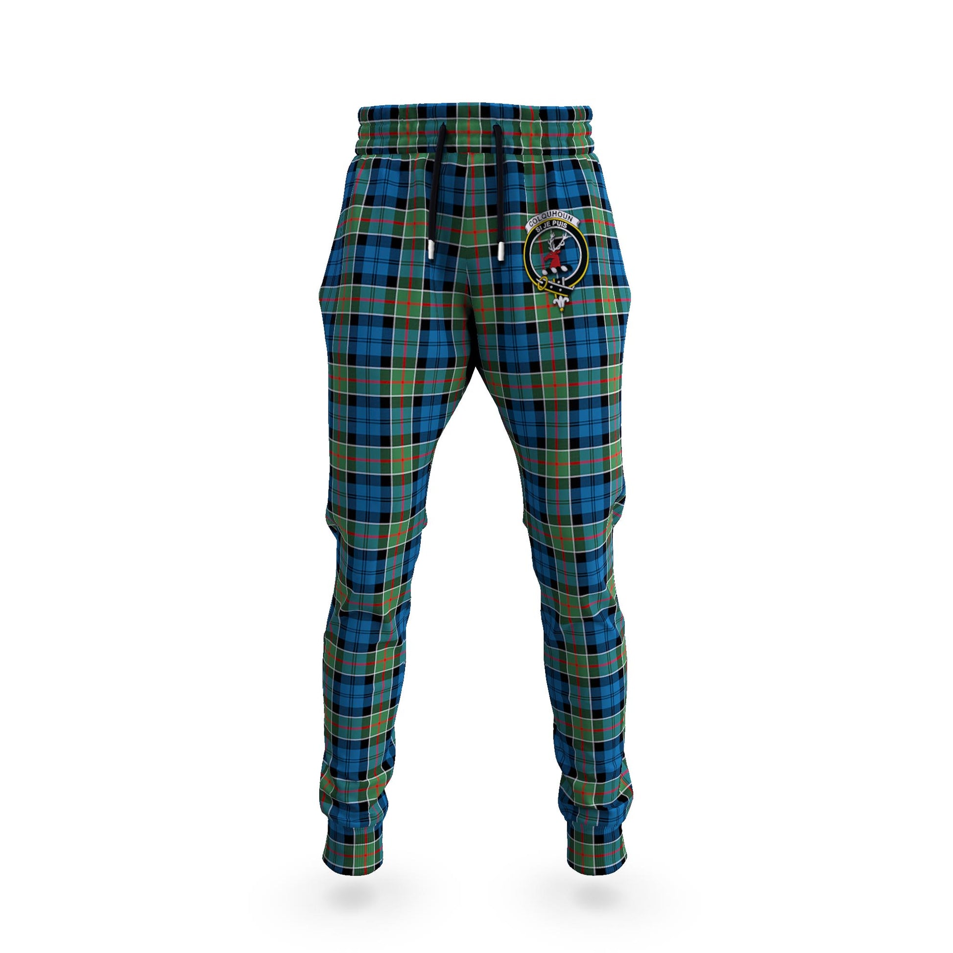 Colquhoun Ancient Tartan Joggers Pants with Family Crest 5XL - Tartan Vibes Clothing