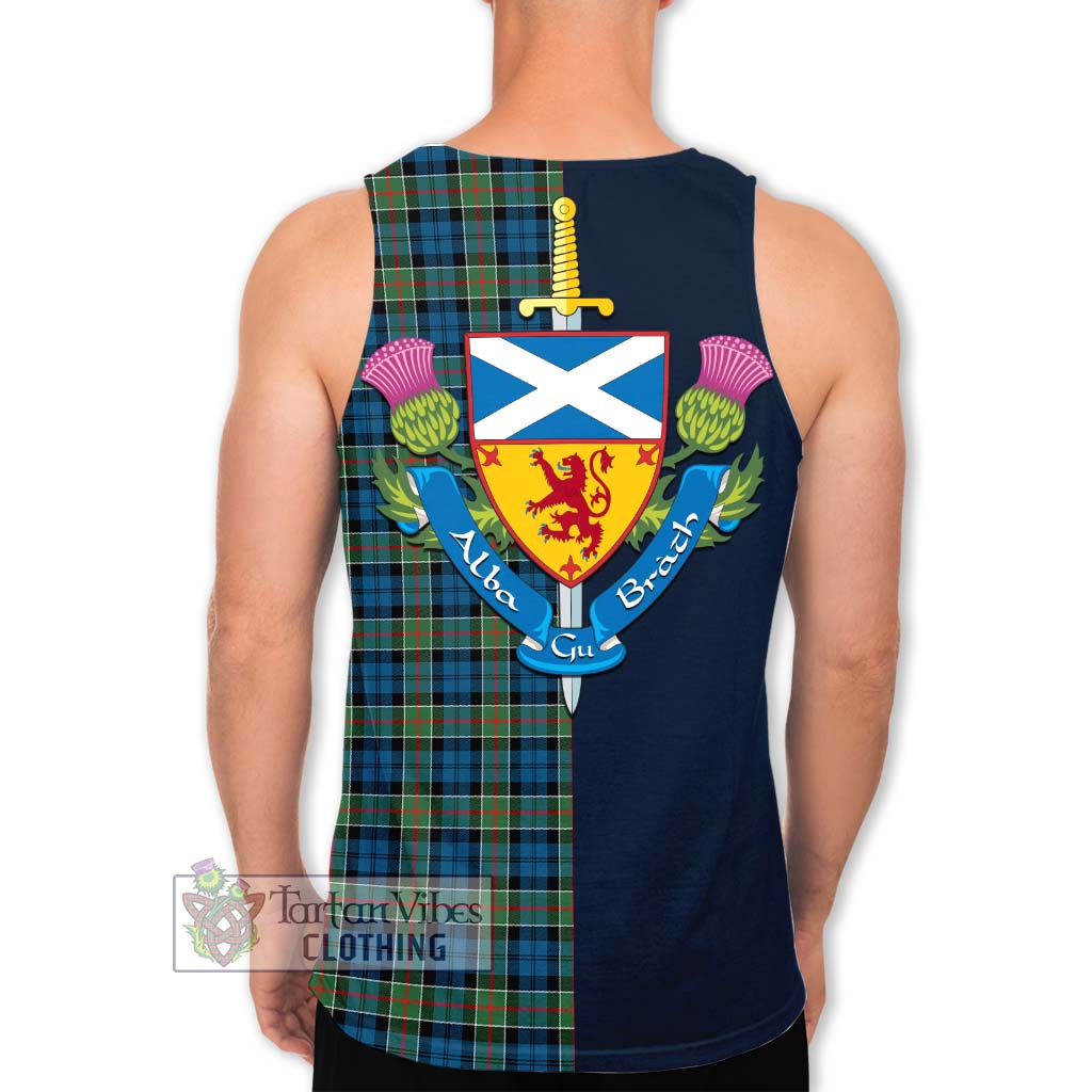 Tartan Vibes Clothing Colquhoun Ancient Tartan Men's Tank Top with Scottish Lion Royal Arm Half Style