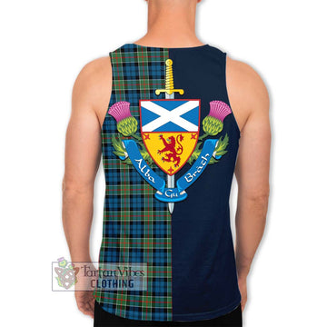 Colquhoun Ancient Tartan Men's Tank Top with Scottish Lion Royal Arm Half Style