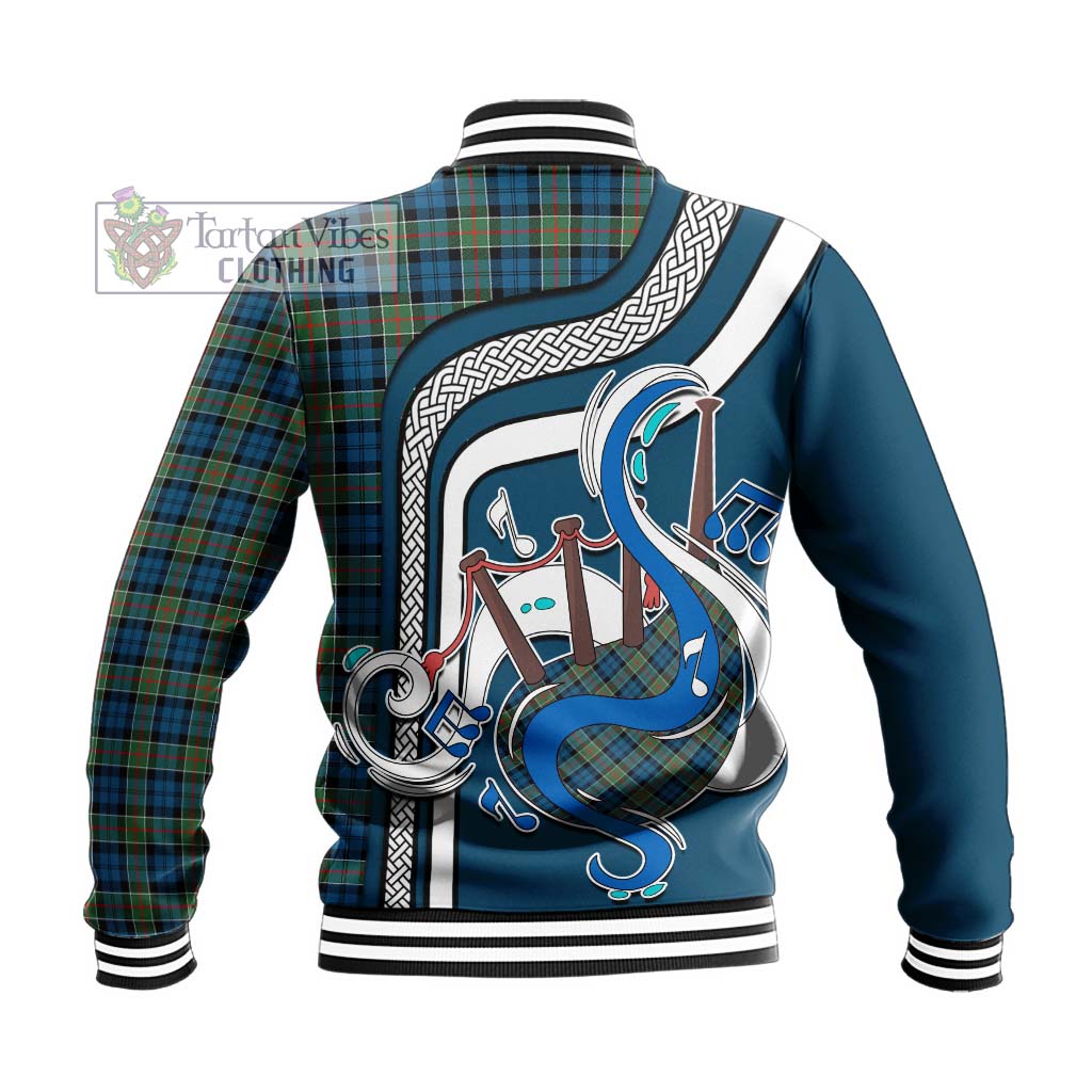 Tartan Vibes Clothing Colquhoun Ancient Tartan Baseball Jacket with Epic Bagpipe Style