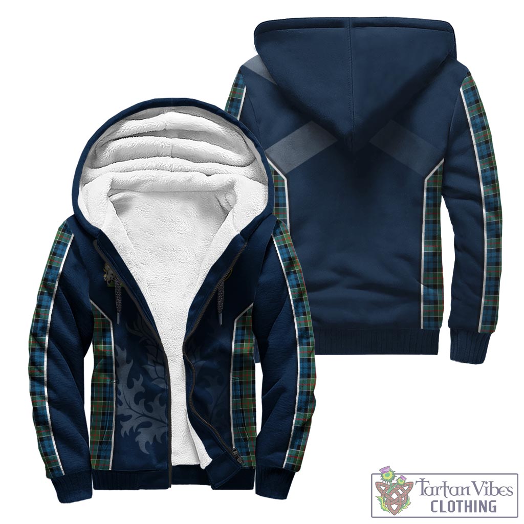 Tartan Vibes Clothing Colquhoun Ancient Tartan Sherpa Hoodie with Family Crest and Scottish Thistle Vibes Sport Style