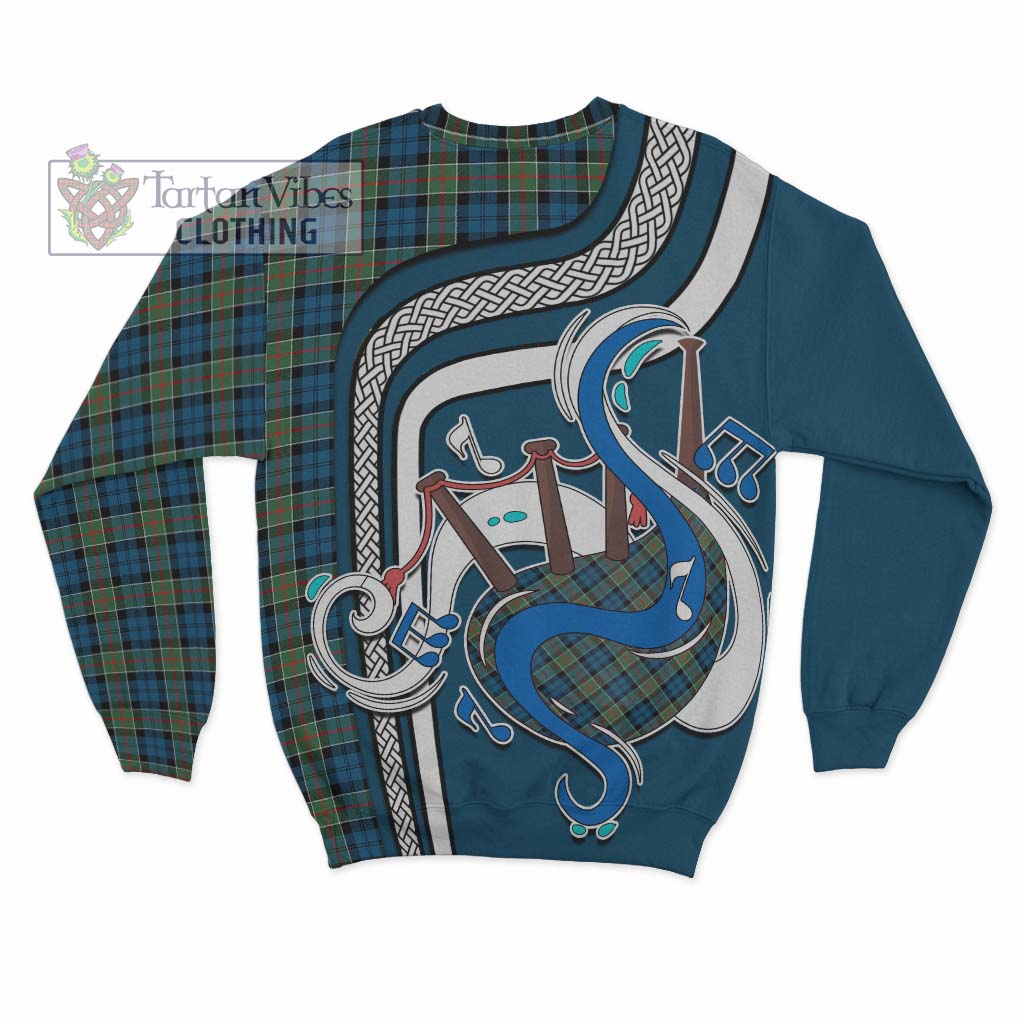 Tartan Vibes Clothing Colquhoun Ancient Tartan Sweatshirt with Epic Bagpipe Style