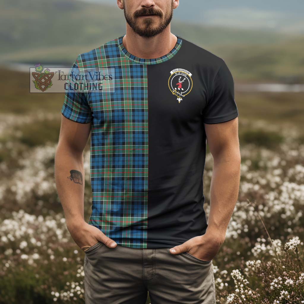 Tartan Vibes Clothing Colquhoun Ancient Tartan T-Shirt with Family Crest and Half Of Me Style