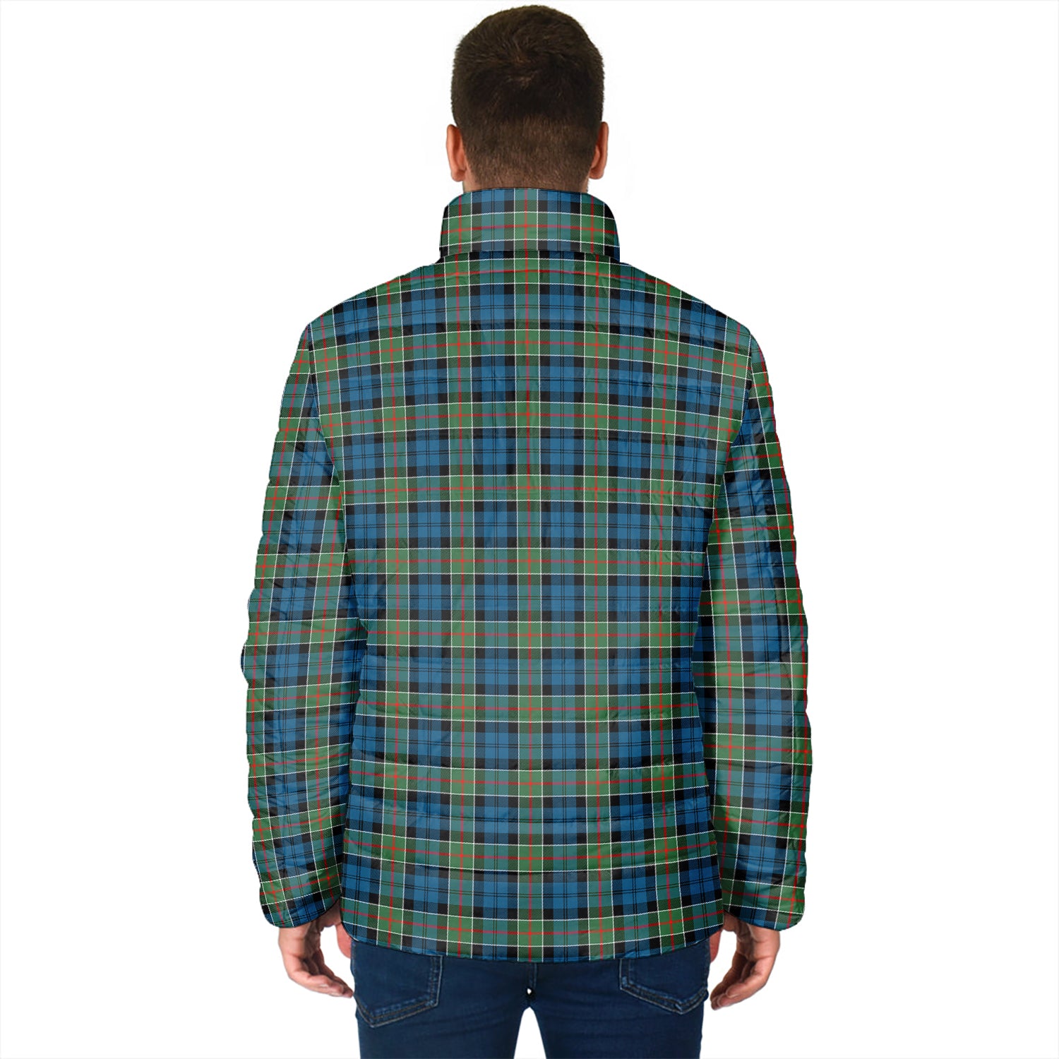 Colquhoun Ancient Tartan Padded Jacket with Family Crest - Tartan Vibes Clothing