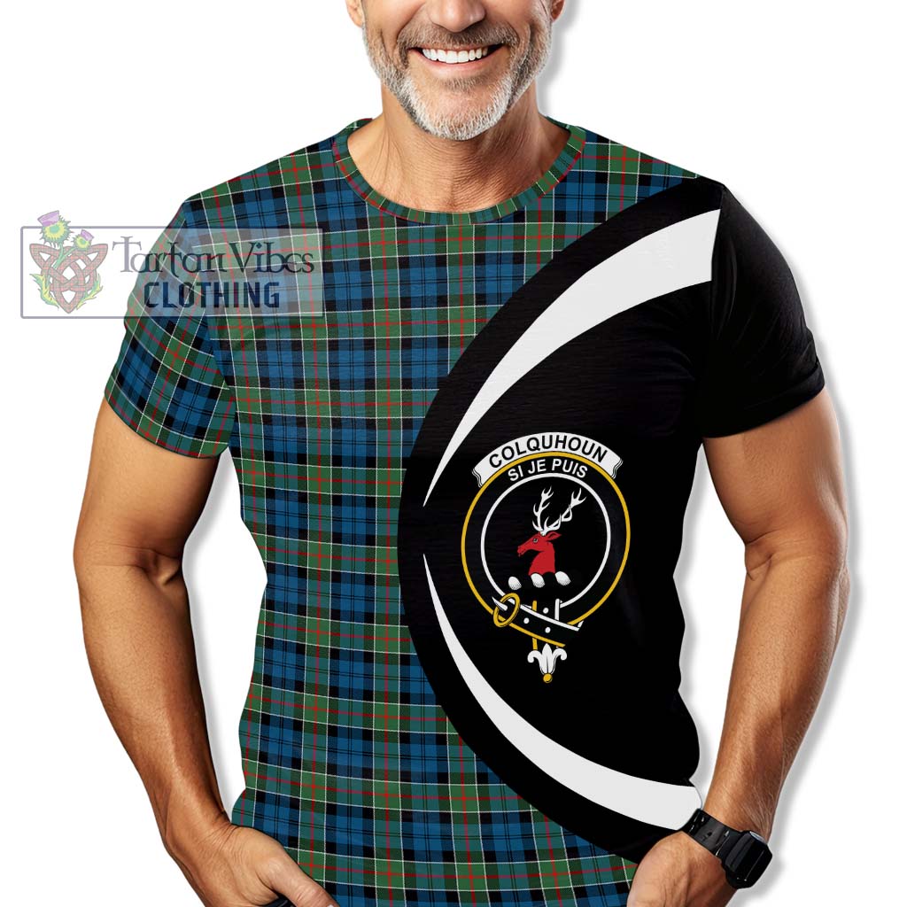 Tartan Vibes Clothing Colquhoun Ancient Tartan T-Shirt with Family Crest Circle Style