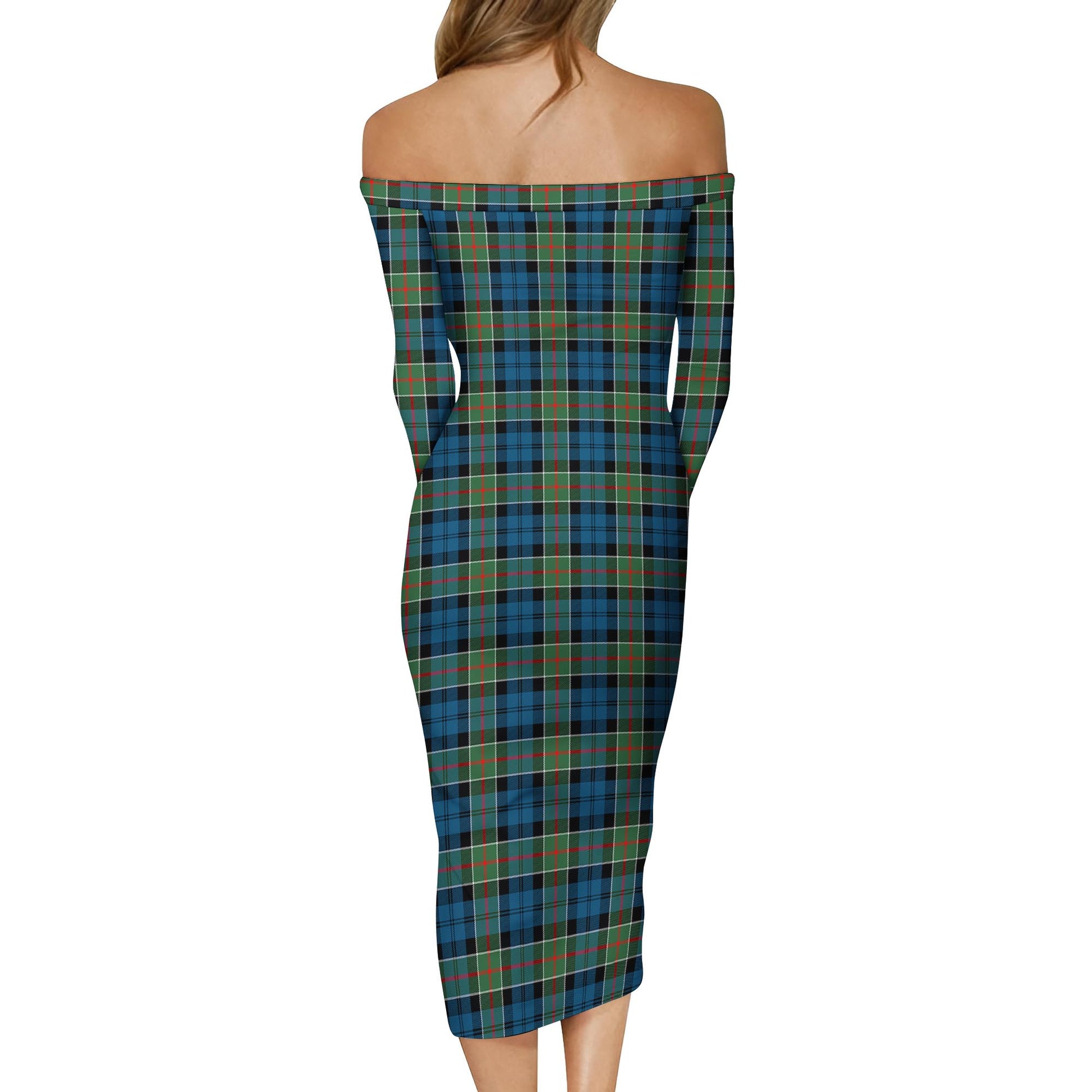 Colquhoun Ancient Tartan Off Shoulder Lady Dress - Tartanvibesclothing