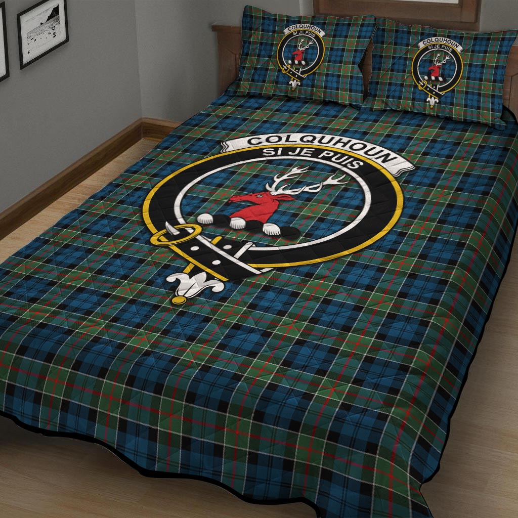 Colquhoun Ancient Tartan Quilt Bed Set with Family Crest - Tartan Vibes Clothing