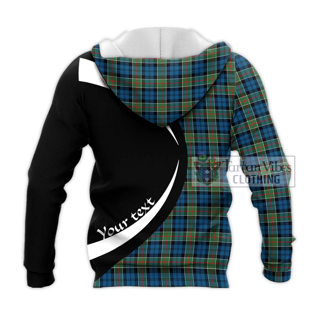 Colquhoun Ancient Tartan Knitted Hoodie with Family Crest Circle Style - Tartan Vibes Clothing