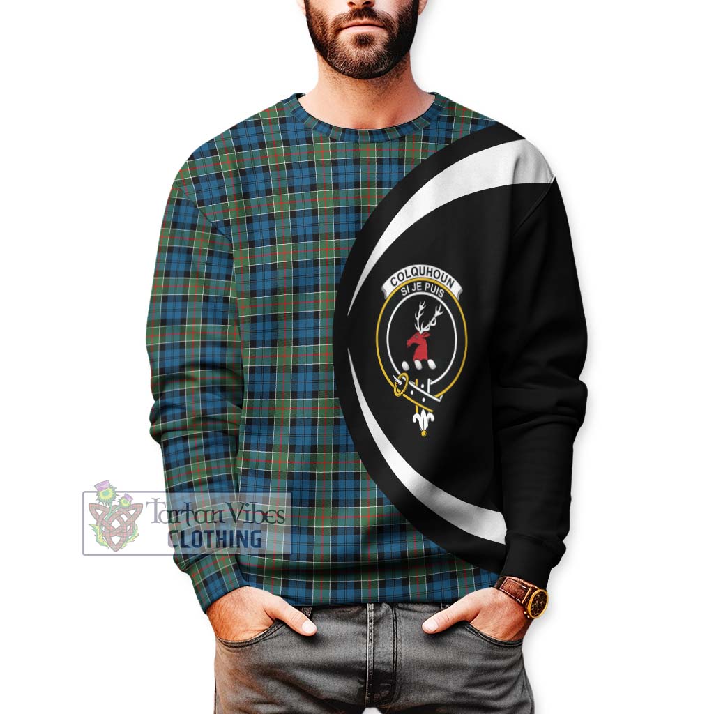 Colquhoun Ancient Tartan Sweatshirt with Family Crest Circle Style - Tartan Vibes Clothing