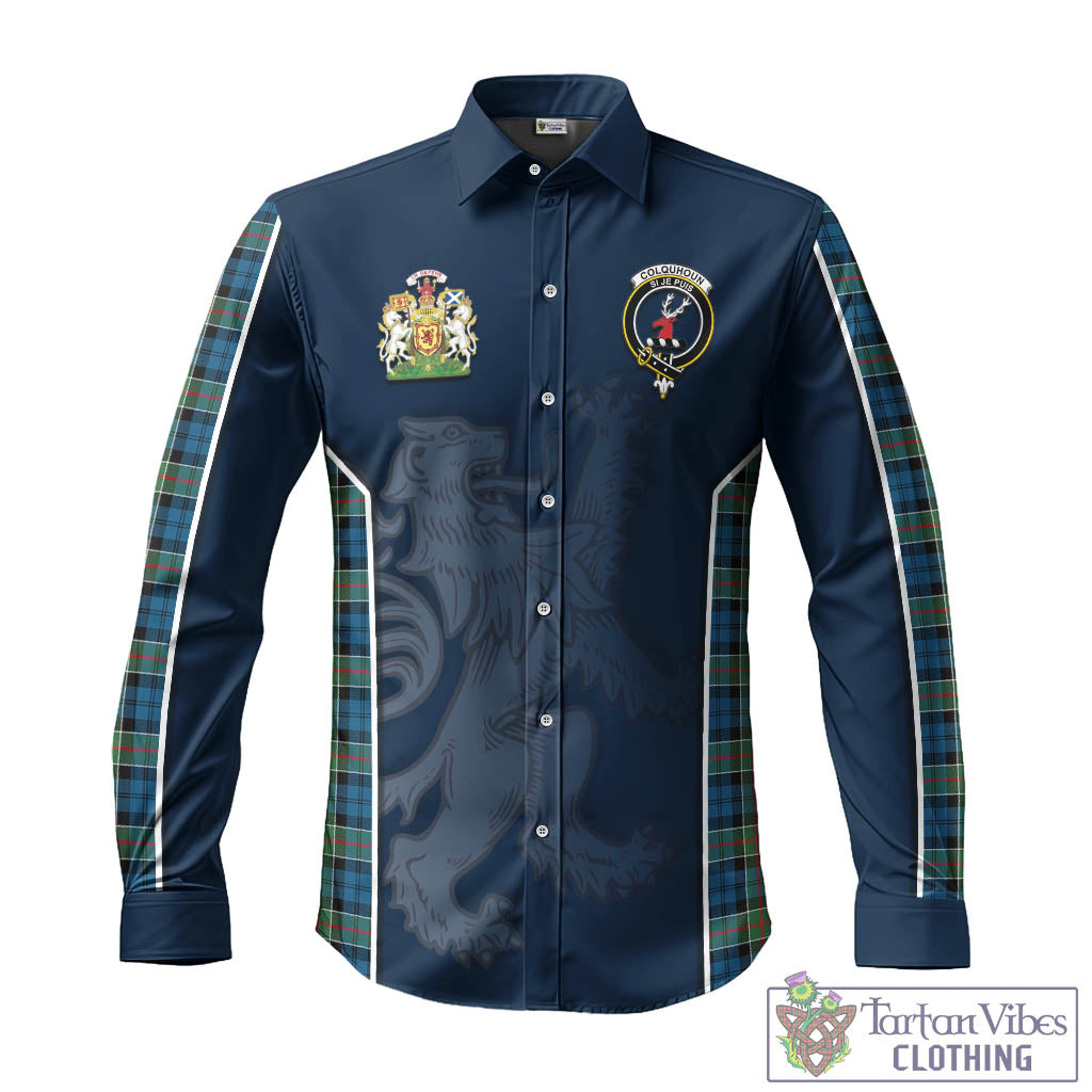 Tartan Vibes Clothing Colquhoun Ancient Tartan Long Sleeve Button Up Shirt with Family Crest and Lion Rampant Vibes Sport Style