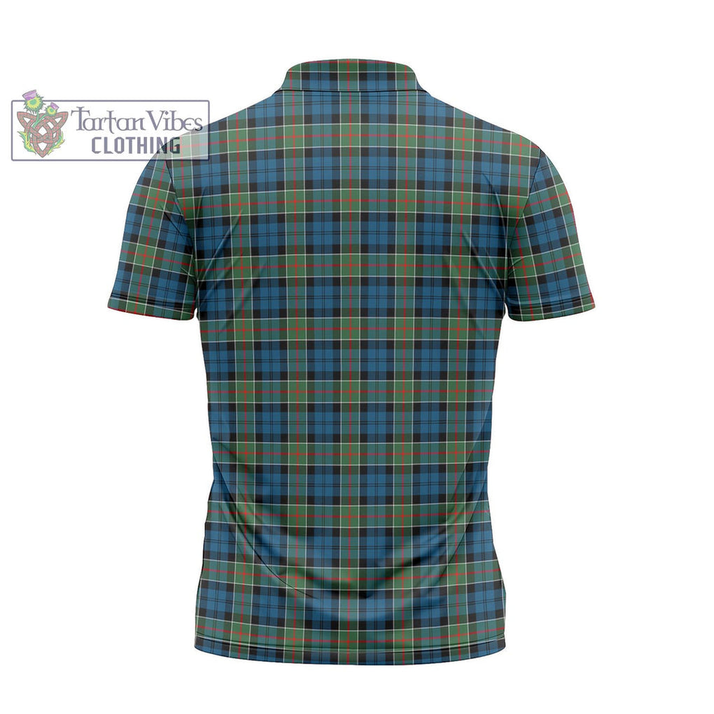 Tartan Vibes Clothing Colquhoun Ancient Tartan Zipper Polo Shirt with Family Crest