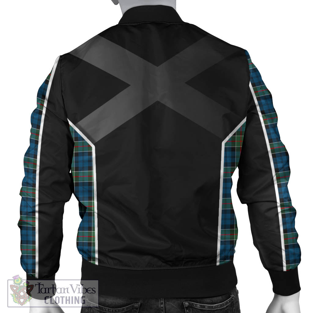 Tartan Vibes Clothing Colquhoun Ancient Tartan Bomber Jacket with Family Crest and Scottish Thistle Vibes Sport Style