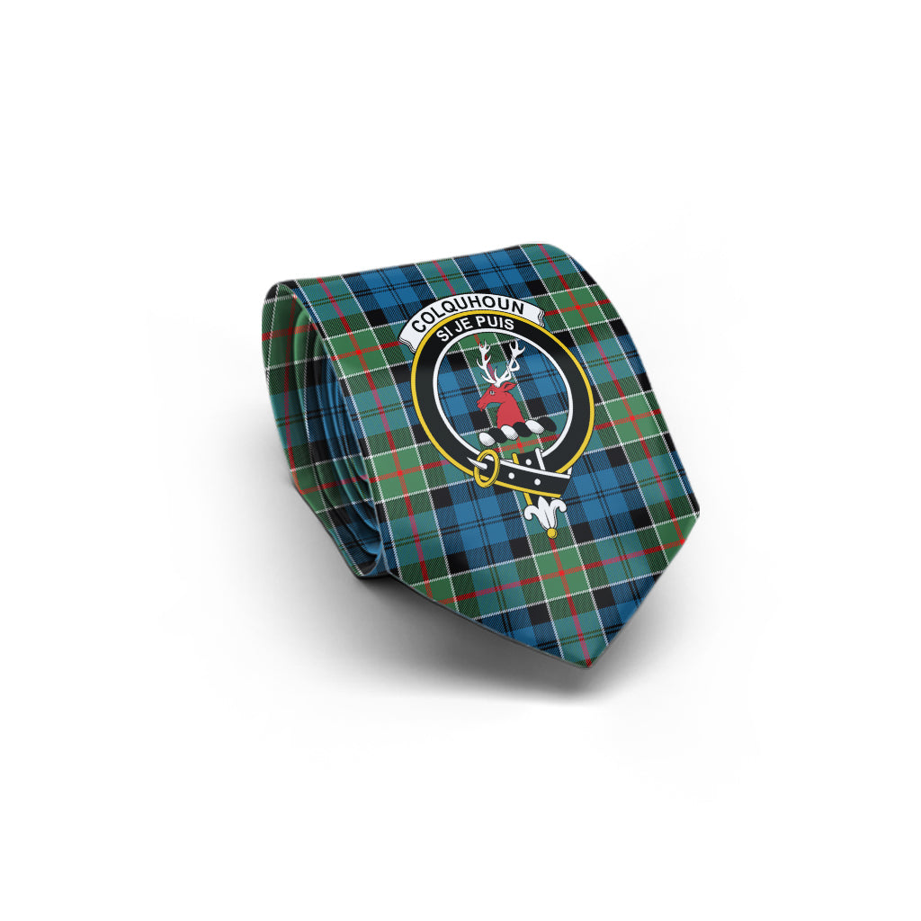 Colquhoun Ancient Tartan Classic Necktie with Family Crest - Tartan Vibes Clothing