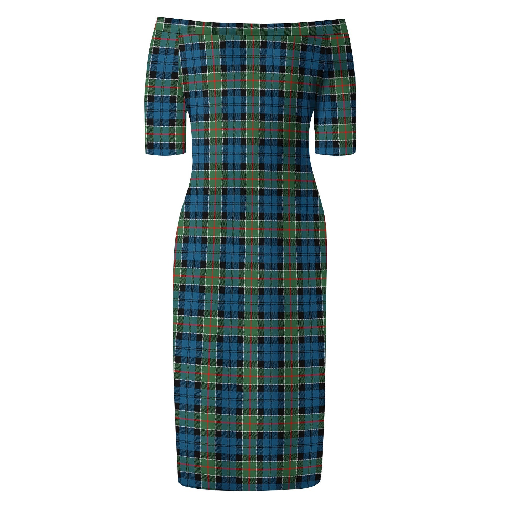 Colquhoun Ancient Tartan Off Shoulder Lady Dress - Tartanvibesclothing