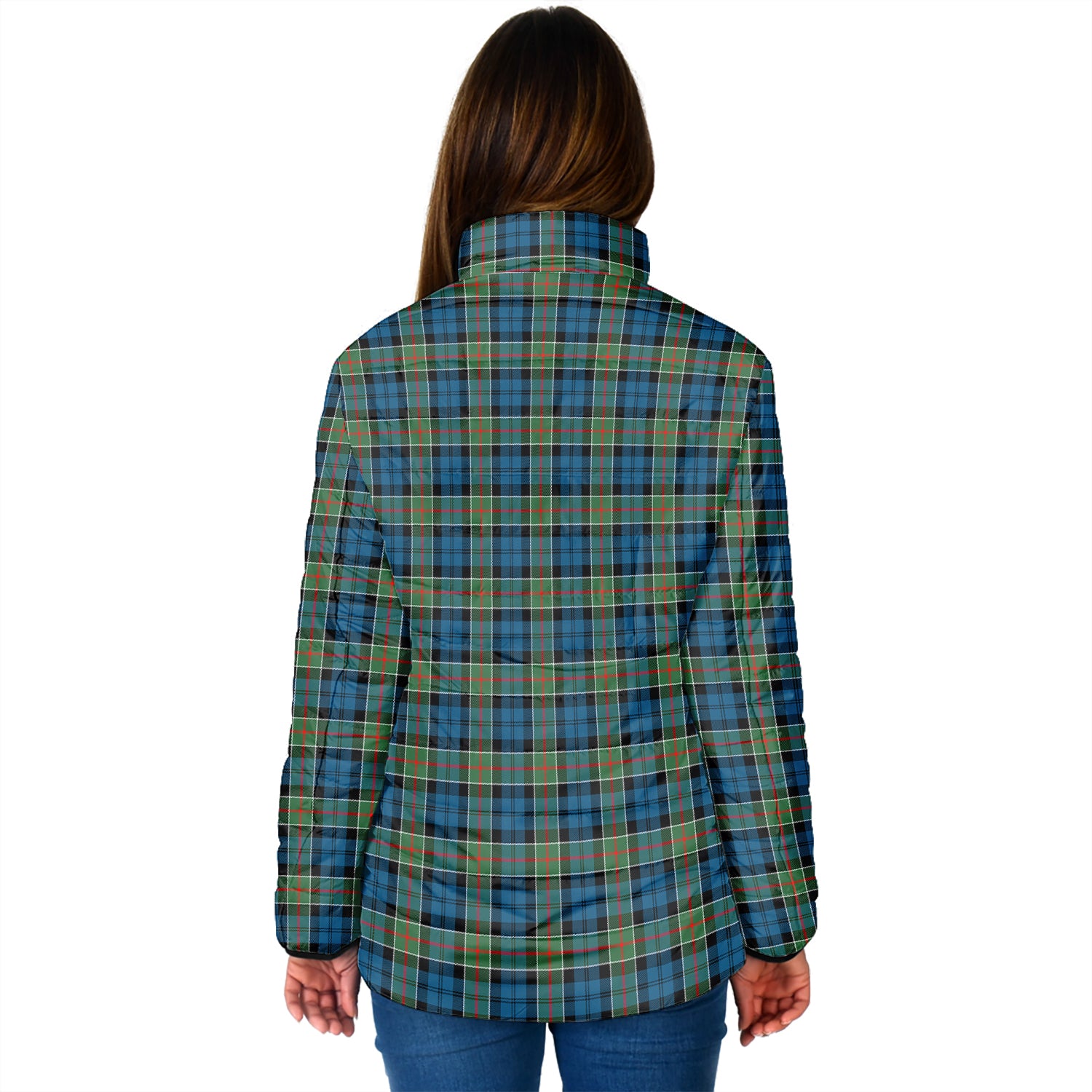 Colquhoun Ancient Tartan Padded Jacket with Family Crest - Tartan Vibes Clothing