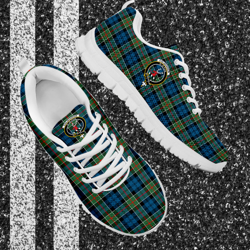 Colquhoun Ancient Tartan Sneakers with Family Crest - Tartan Vibes Clothing