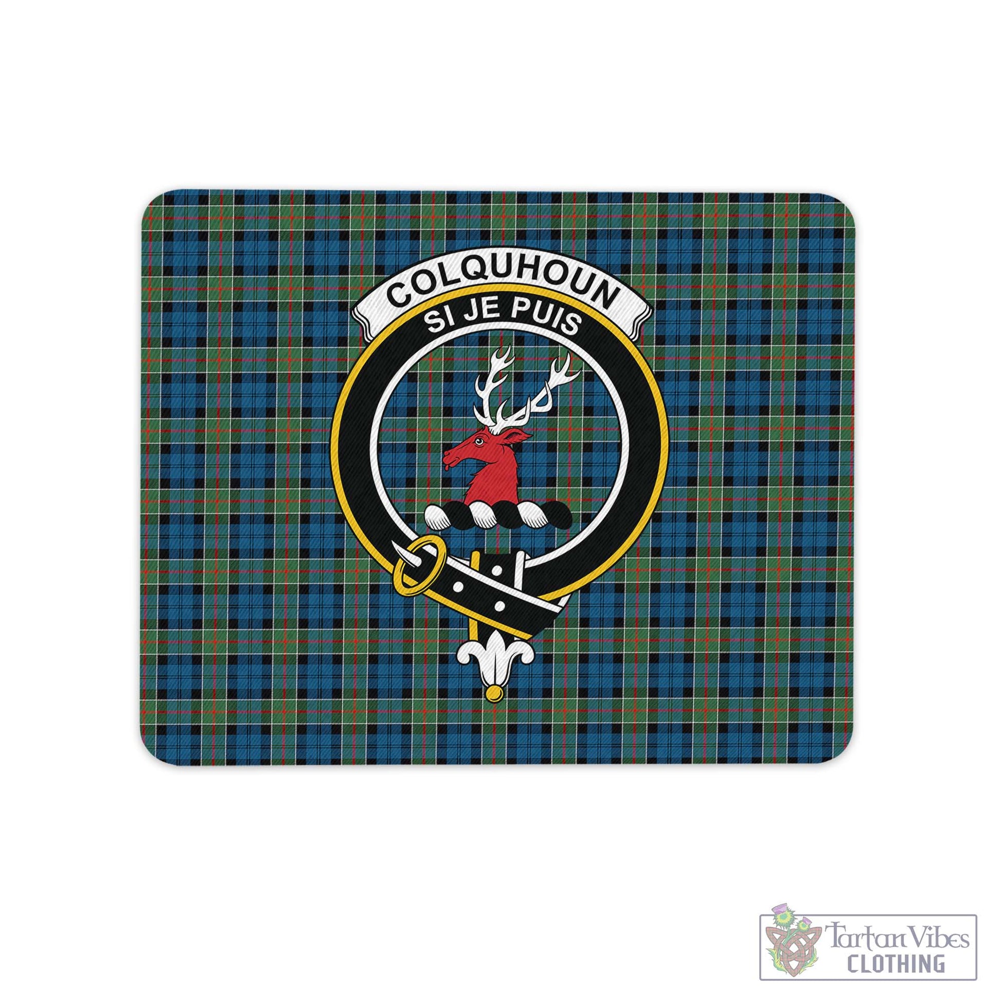 Tartan Vibes Clothing Colquhoun Ancient Tartan Mouse Pad with Family Crest