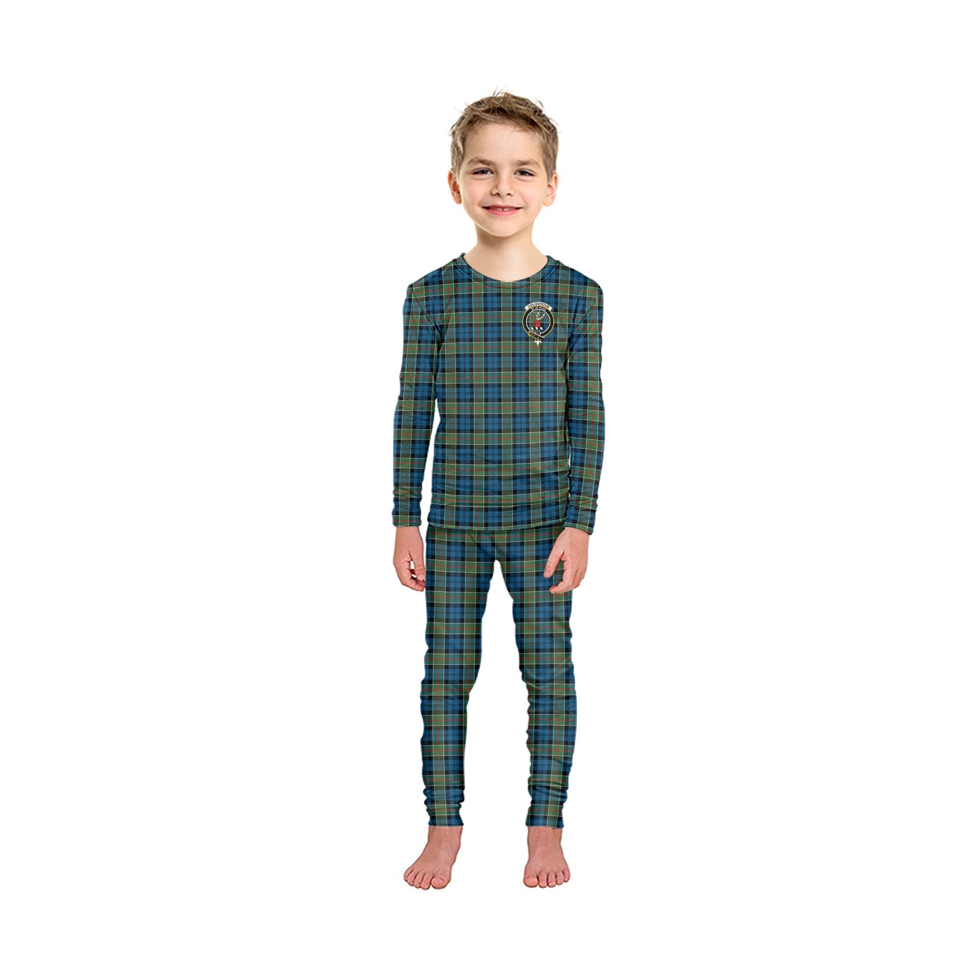 Colquhoun Ancient Tartan Pajamas Family Set with Family Crest - Tartan Vibes Clothing