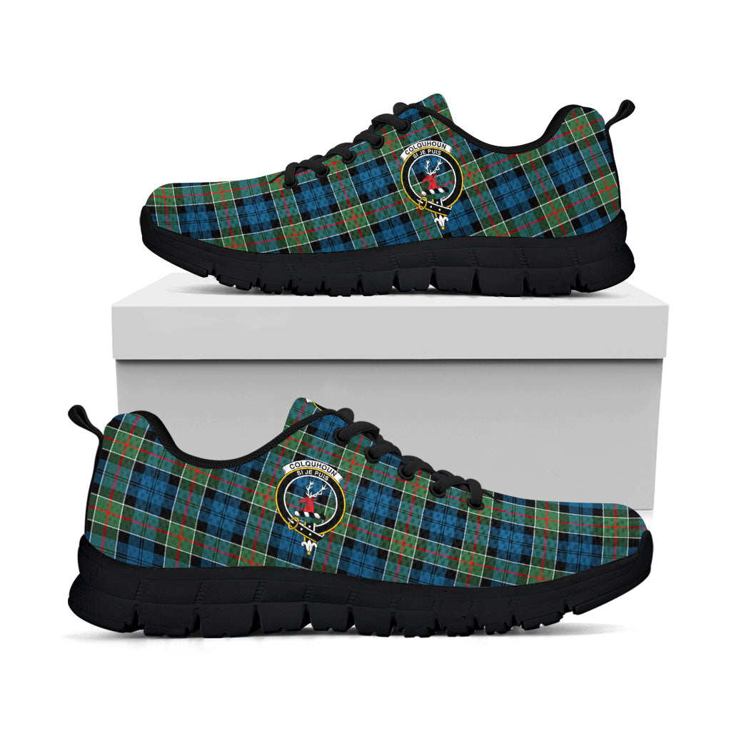 Colquhoun Ancient Tartan Sneakers with Family Crest - Tartan Vibes Clothing