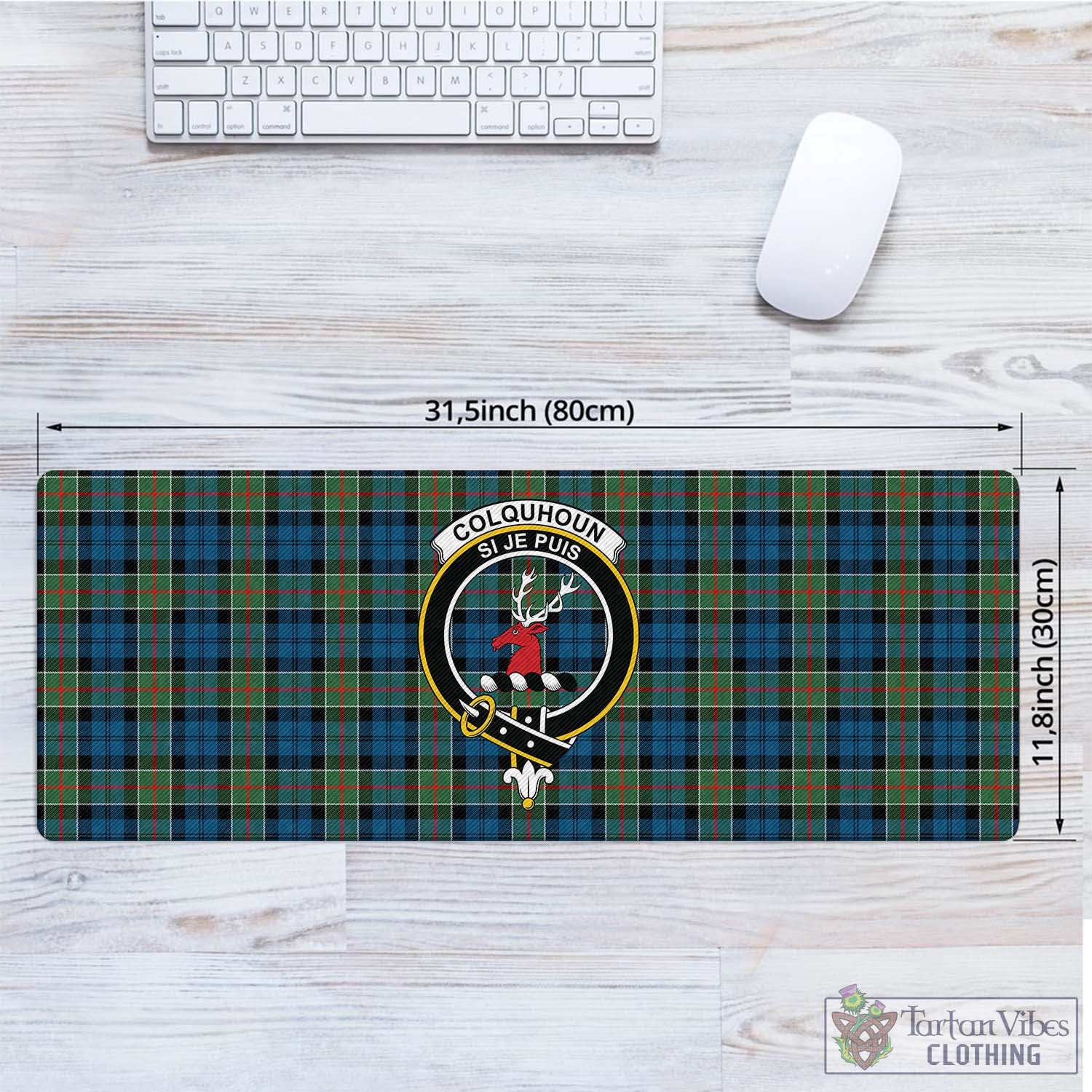 Tartan Vibes Clothing Colquhoun Ancient Tartan Mouse Pad with Family Crest