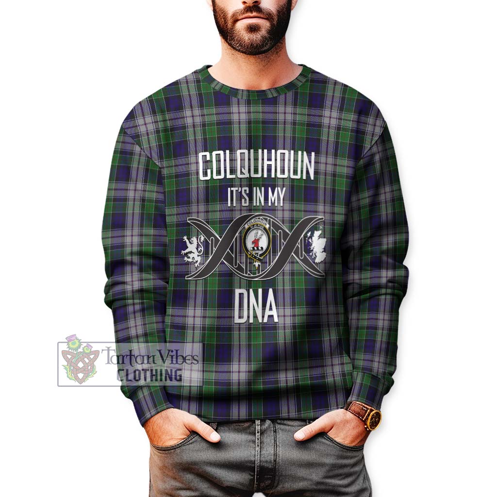 Tartan Vibes Clothing Colquhoun Dress Tartan Sweatshirt with Family Crest DNA In Me Style