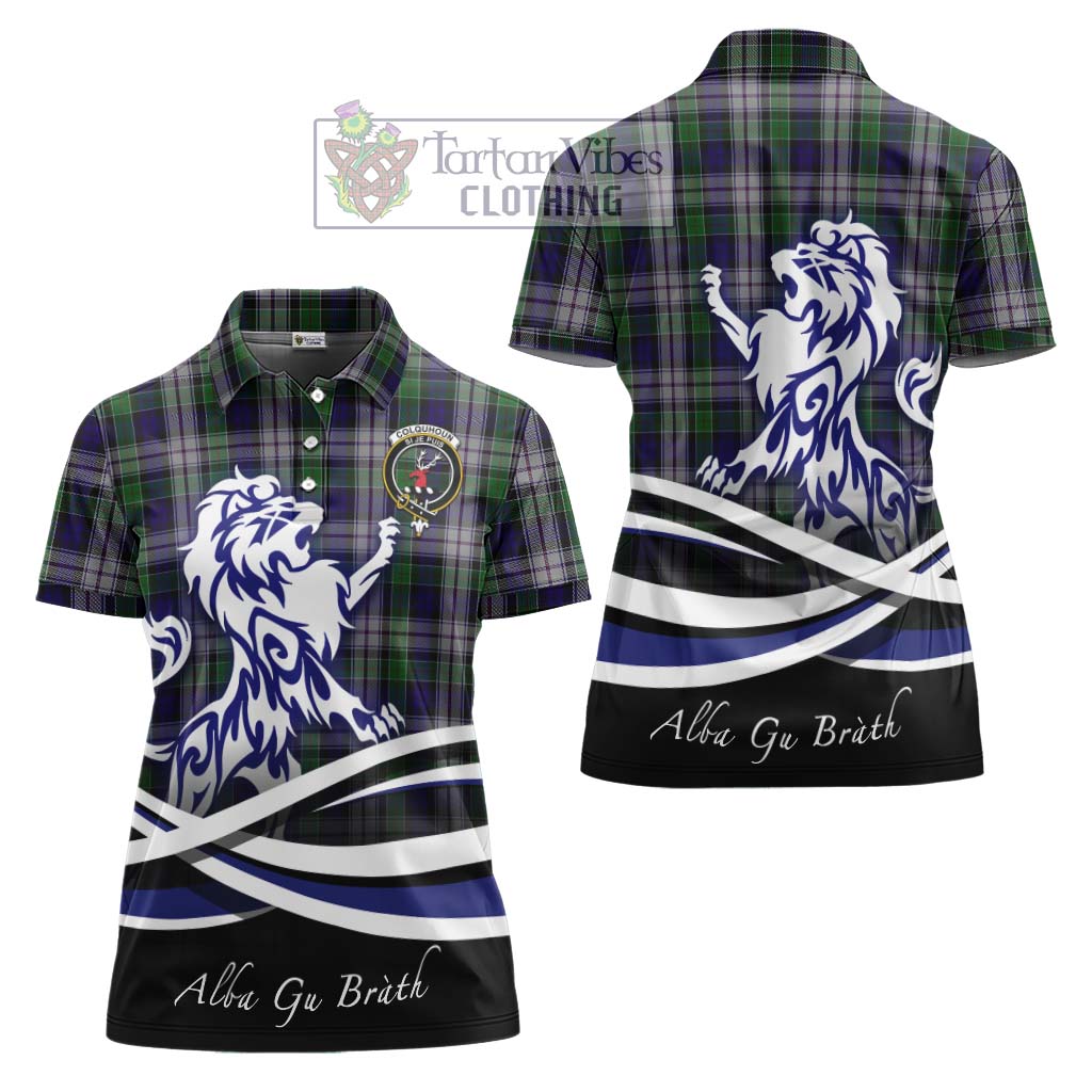 Tartan Vibes Clothing Colquhoun Dress Tartan Women's Polo Shirt with Alba Gu Brath Regal Lion Emblem