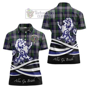 Colquhoun Dress Tartan Women's Polo Shirt with Alba Gu Brath Regal Lion Emblem