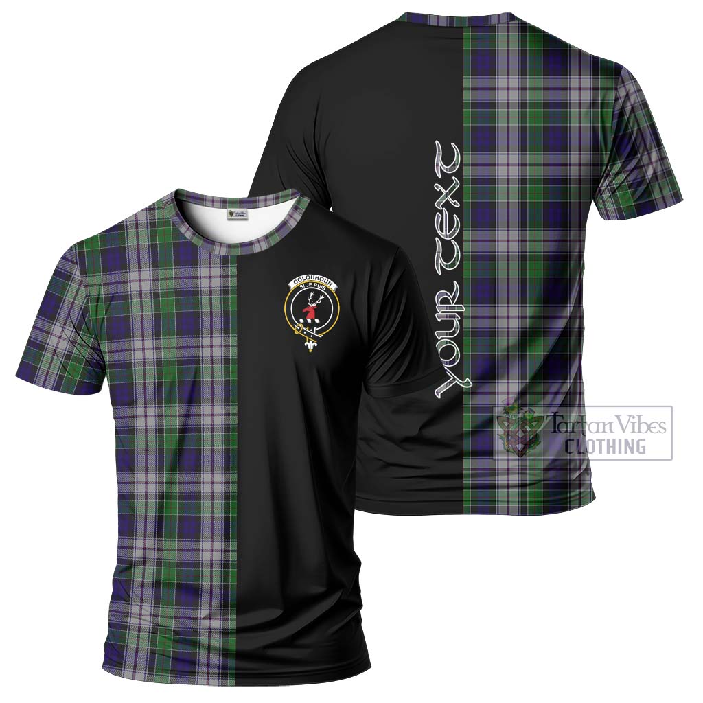 Tartan Vibes Clothing Colquhoun Dress Tartan T-Shirt with Family Crest and Half Of Me Style