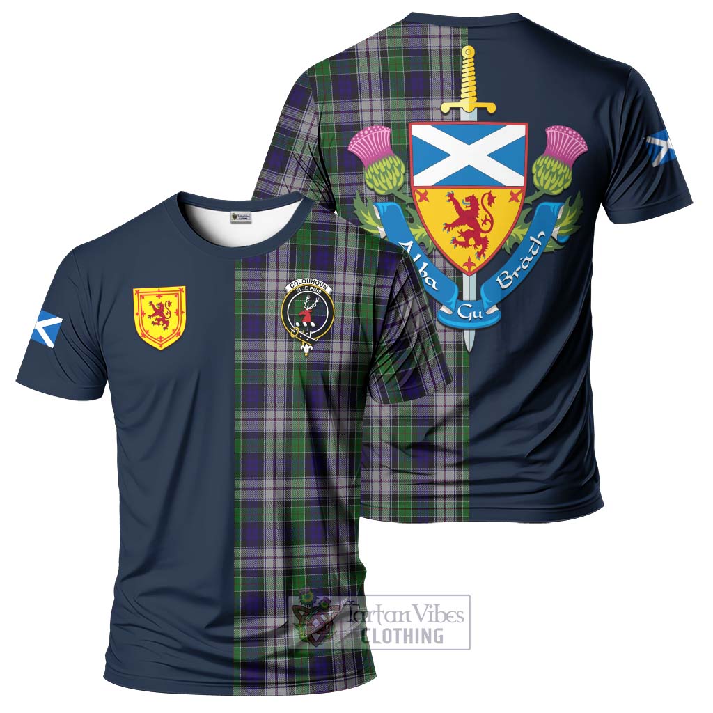 Tartan Vibes Clothing Colquhoun Dress Tartan T-Shirt Alba with Scottish Lion Royal Arm Half Style