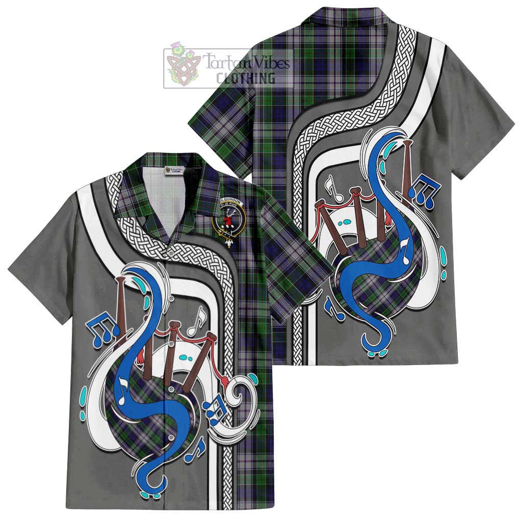 Tartan Vibes Clothing Colquhoun Dress Tartan Short Sleeve Button Shirt with Epic Bagpipe Style