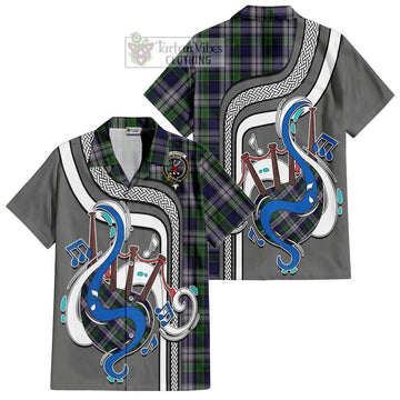 Colquhoun Dress Tartan Short Sleeve Button Shirt with Epic Bagpipe Style