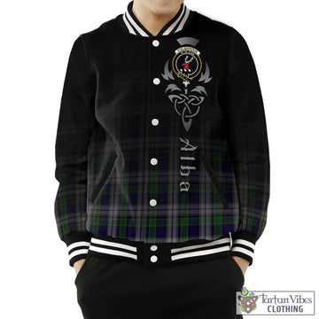 Colquhoun Dress Tartan Baseball Jacket Featuring Alba Gu Brath Family Crest Celtic Inspired