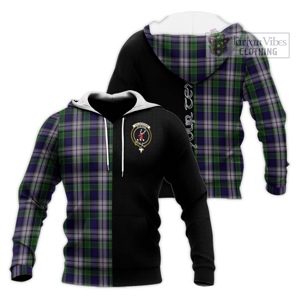 Tartan Vibes Clothing Colquhoun Dress Tartan Knitted Hoodie with Family Crest and Half Of Me Style