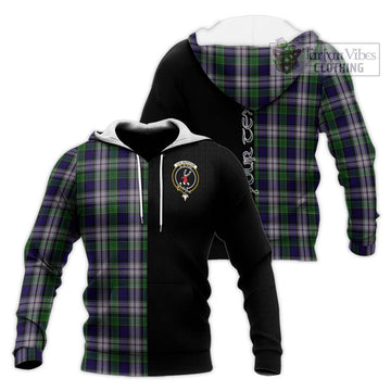 Colquhoun Dress Tartan Knitted Hoodie with Family Crest and Half Of Me Style