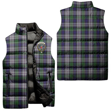 Colquhoun Dress Tartan Sleeveless Puffer Jacket with Family Crest