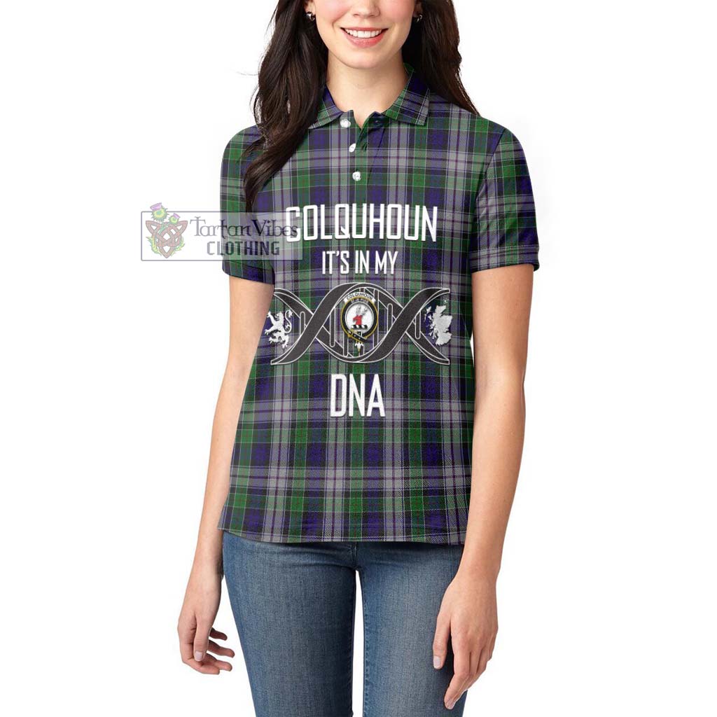 Tartan Vibes Clothing Colquhoun Dress Tartan Women's Polo Shirt with Family Crest DNA In Me Style