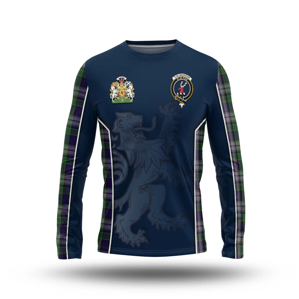 Tartan Vibes Clothing Colquhoun Dress Tartan Long Sleeve T-Shirt with Family Crest and Lion Rampant Vibes Sport Style