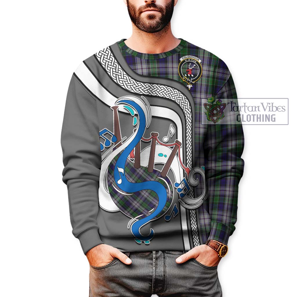 Tartan Vibes Clothing Colquhoun Dress Tartan Sweatshirt with Epic Bagpipe Style