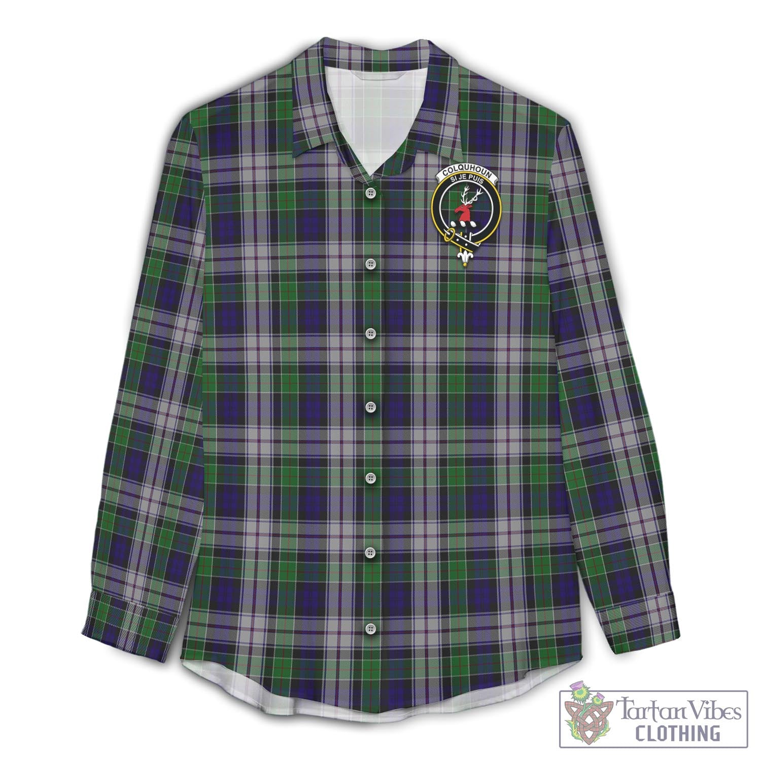 Tartan Vibes Clothing Colquhoun Dress Tartan Womens Casual Shirt with Family Crest