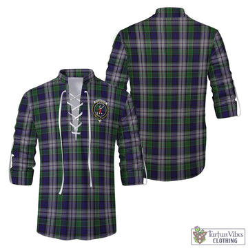 Colquhoun Dress Tartan Men's Scottish Traditional Jacobite Ghillie Kilt Shirt with Family Crest