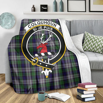 Colquhoun Dress Tartan Blanket with Family Crest