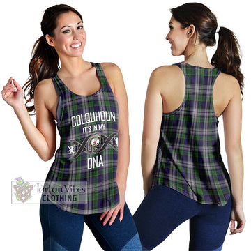 Colquhoun Dress Tartan Women's Racerback Tanks with Family Crest DNA In Me Style