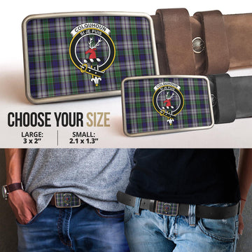 Colquhoun Dress Tartan Belt Buckles with Family Crest