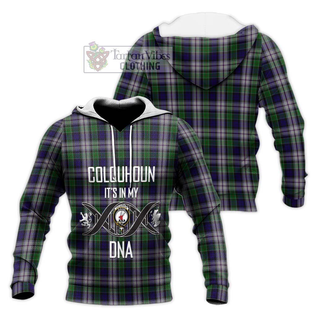 Tartan Vibes Clothing Colquhoun Dress Tartan Knitted Hoodie with Family Crest DNA In Me Style