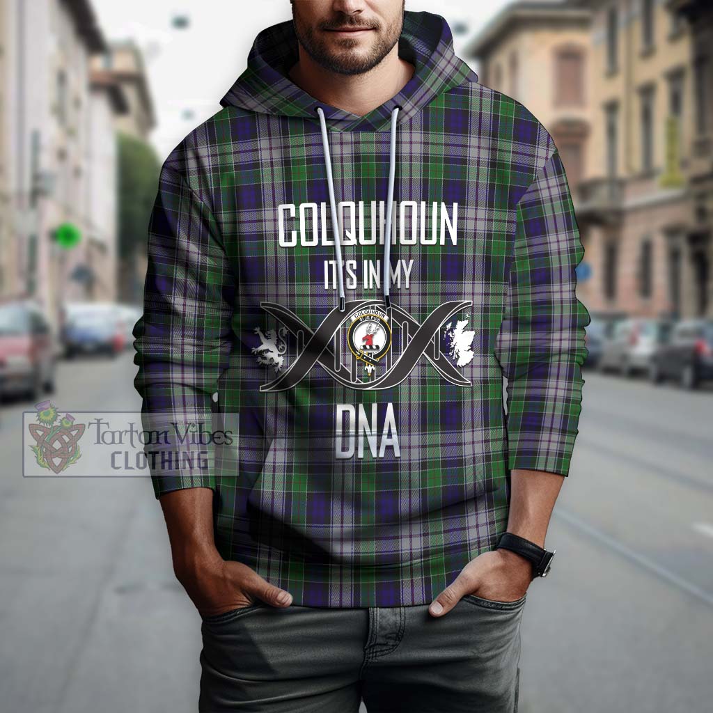 Tartan Vibes Clothing Colquhoun Dress Tartan Hoodie with Family Crest DNA In Me Style