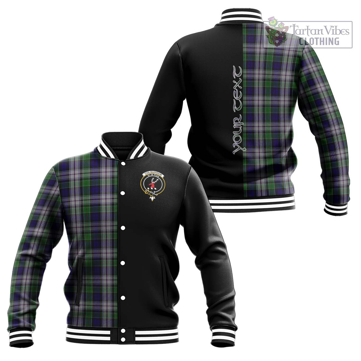 Tartan Vibes Clothing Colquhoun Dress Tartan Baseball Jacket with Family Crest and Half Of Me Style